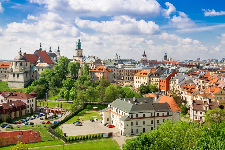 Panorama Lublin z zabudową miejską