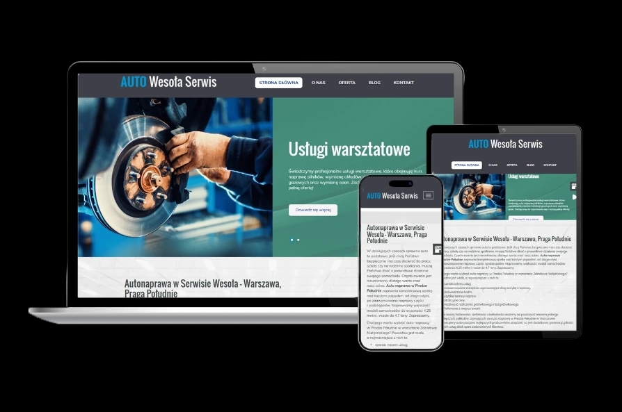 Strona internetowa Auto Serwis Wesoła wykonana przez WeNet