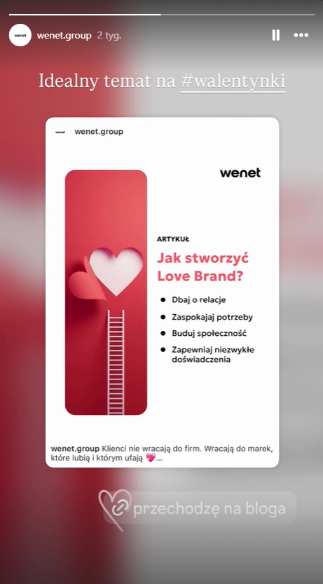 relacja na instagramie wenet