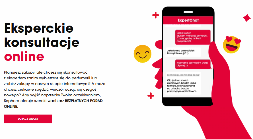 konsultacje online AI w sklepie Sephora